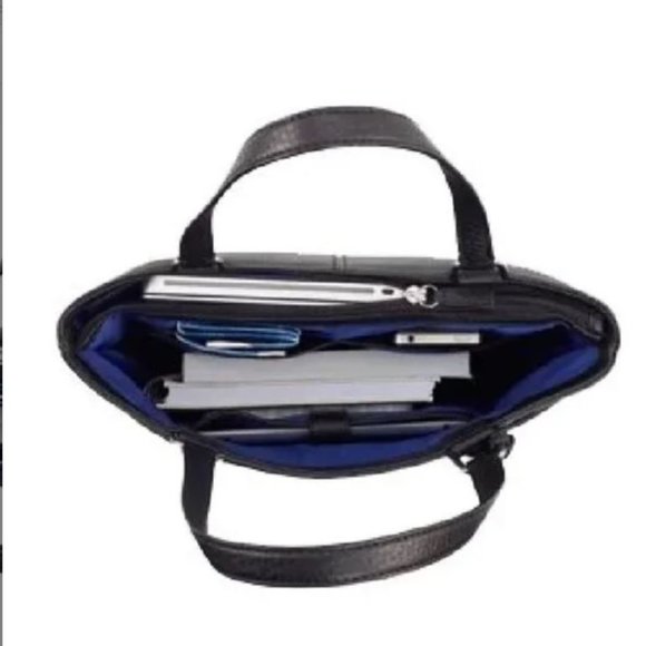 Cole Haan Marcy Tech Tote Bag Leather Slim Black Handbag - Picture 3 of 15